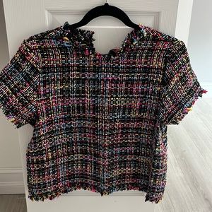 Zara multicolor tweed top
